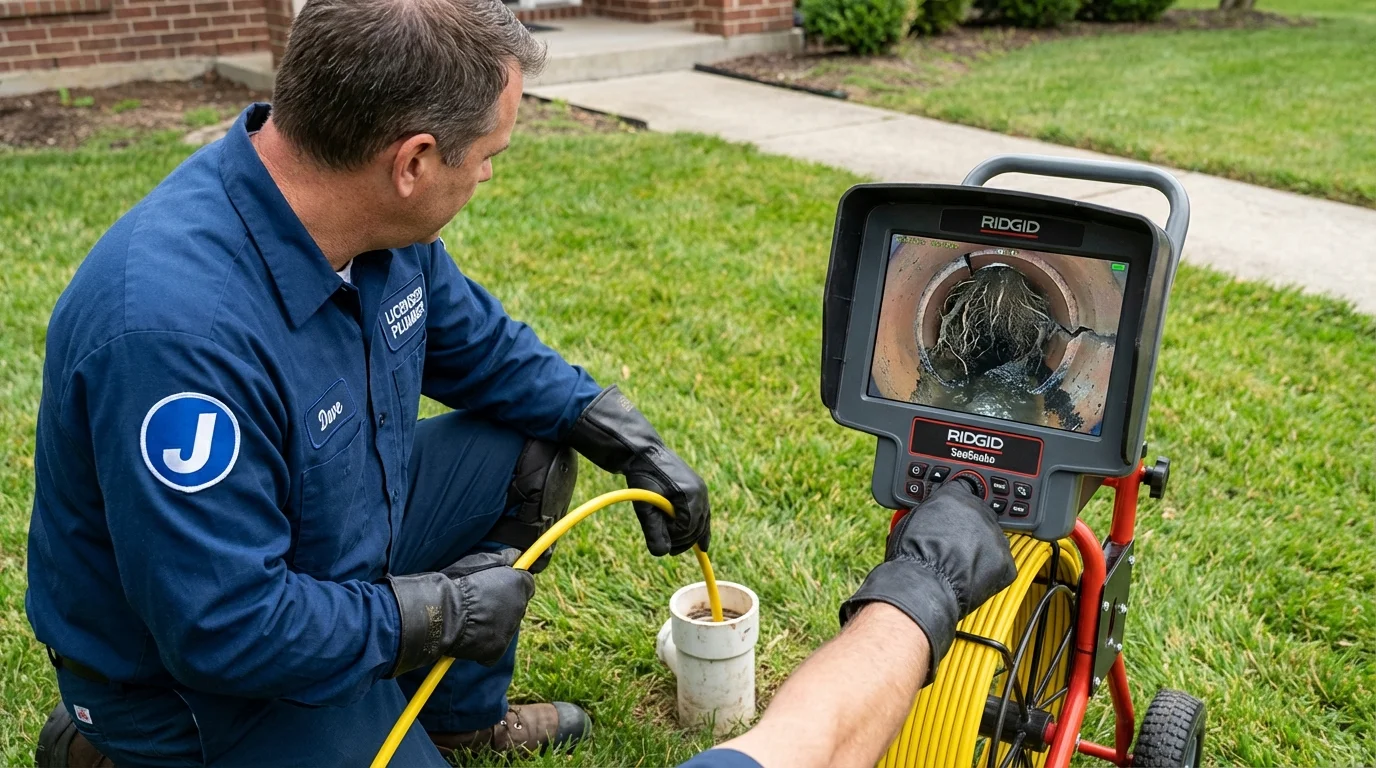 Sewer camera inspection being performed by Johns Plumbing LLC in Mayville