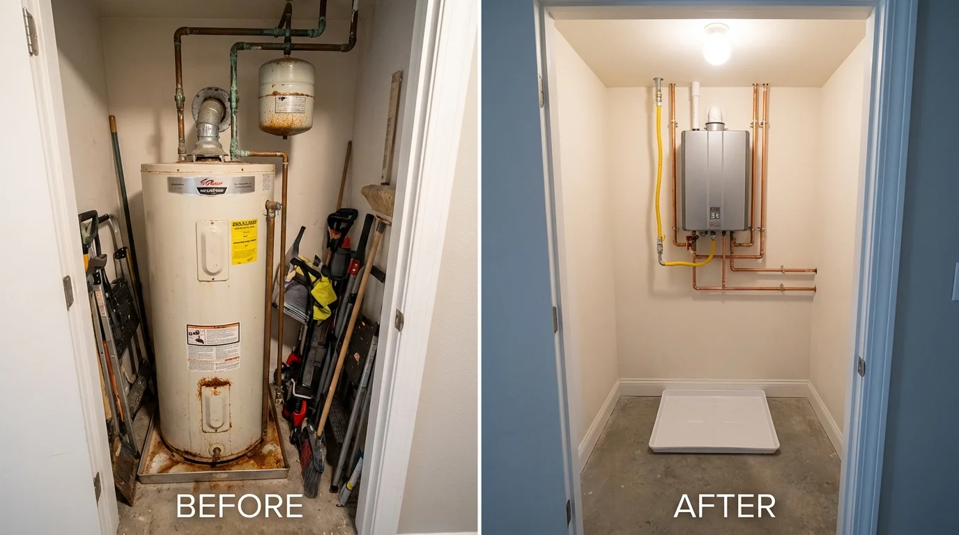 Tank water heater versus wall-mounted tankless unit comparison for Mayville, NY homeowners